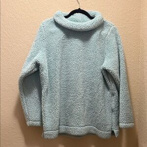 Talbots Light Blue Sherpa Cowl Neck Pullover
